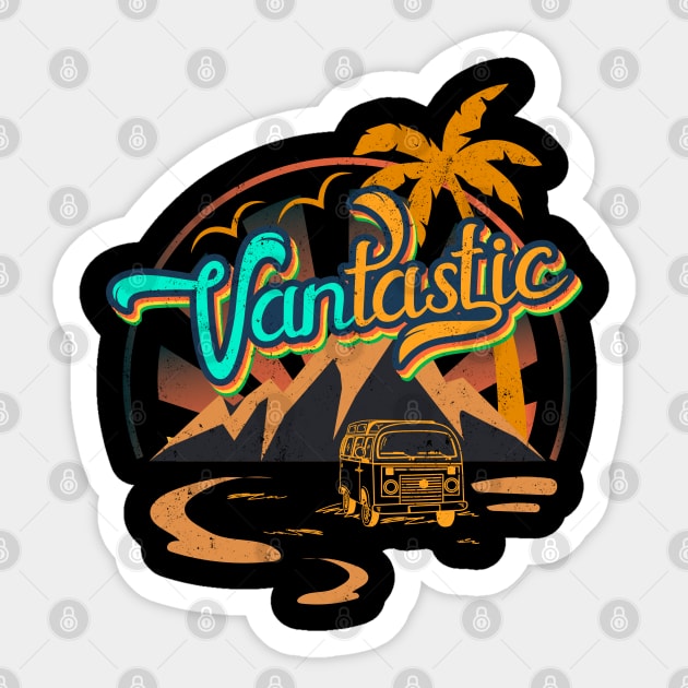 Cool Vantastic Van Life Vanlifer Retro Van Dwelling Nomads Sticker by alcoshirts